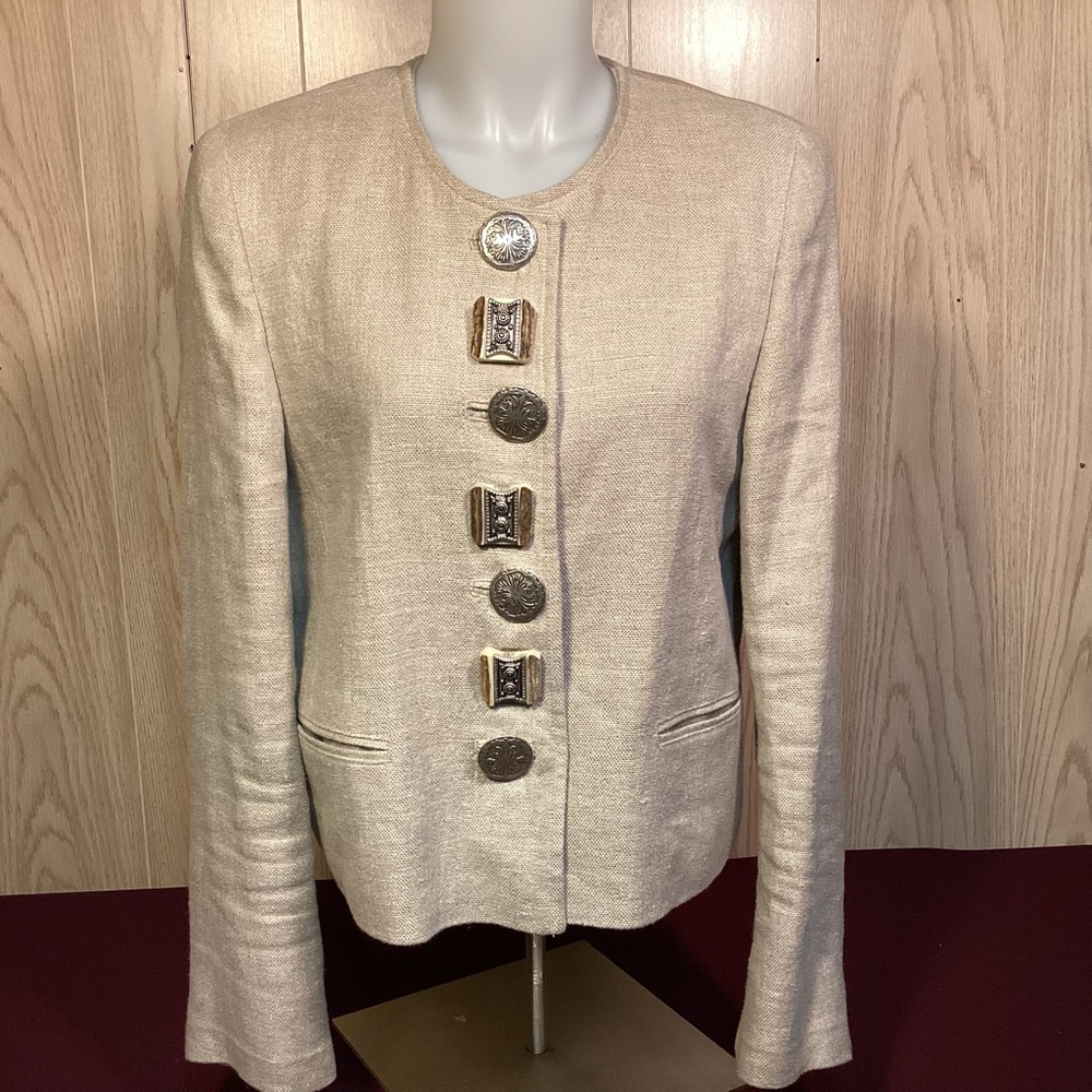 Steinbock Austria Vintage Beige Linen Blazer Jacket Women’s  size 6